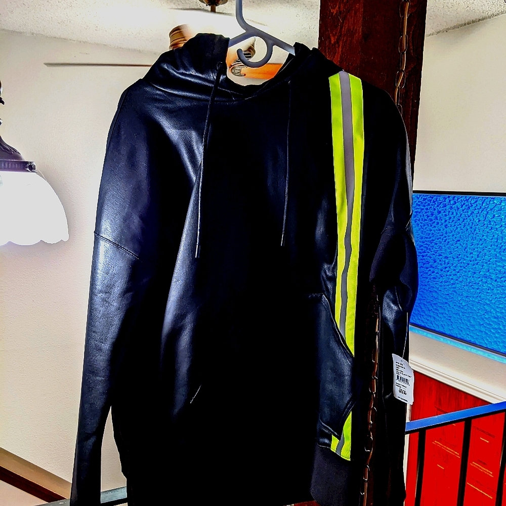 Cult of Individuality reflective faux leather hoodie large NWT